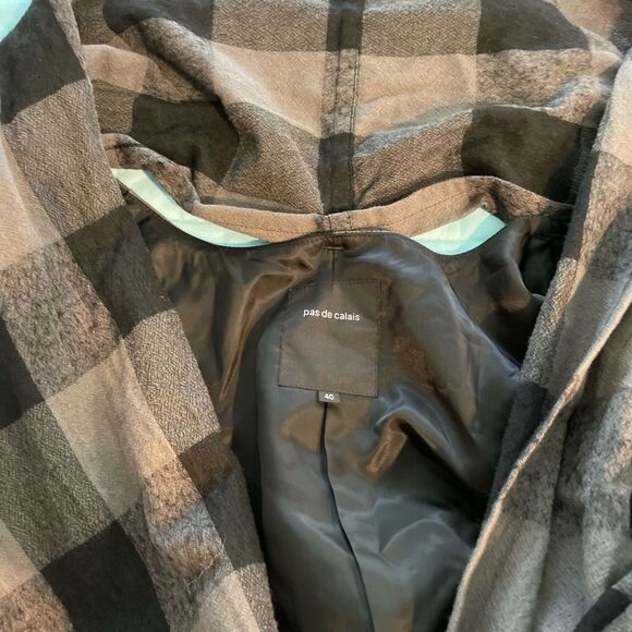 Pas de calais Plaid Wrap Coat Size Medium Effortless Sophistication - Picture 9 of 12